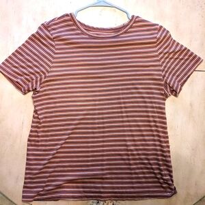 Brown and white striped t shirt